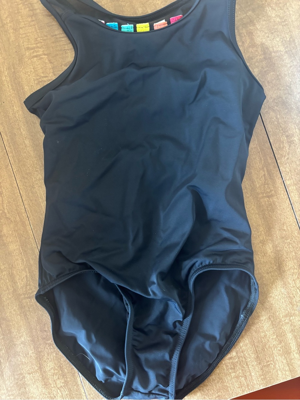 Balera Black Leotard with Rainbow Straps